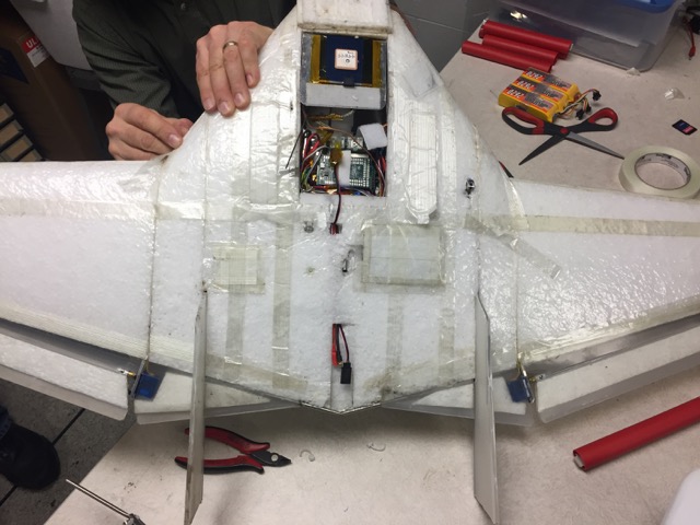 One of our DataHawk unmanned aircraft gets a final overhaul before being packaged for shipment to Alaska.