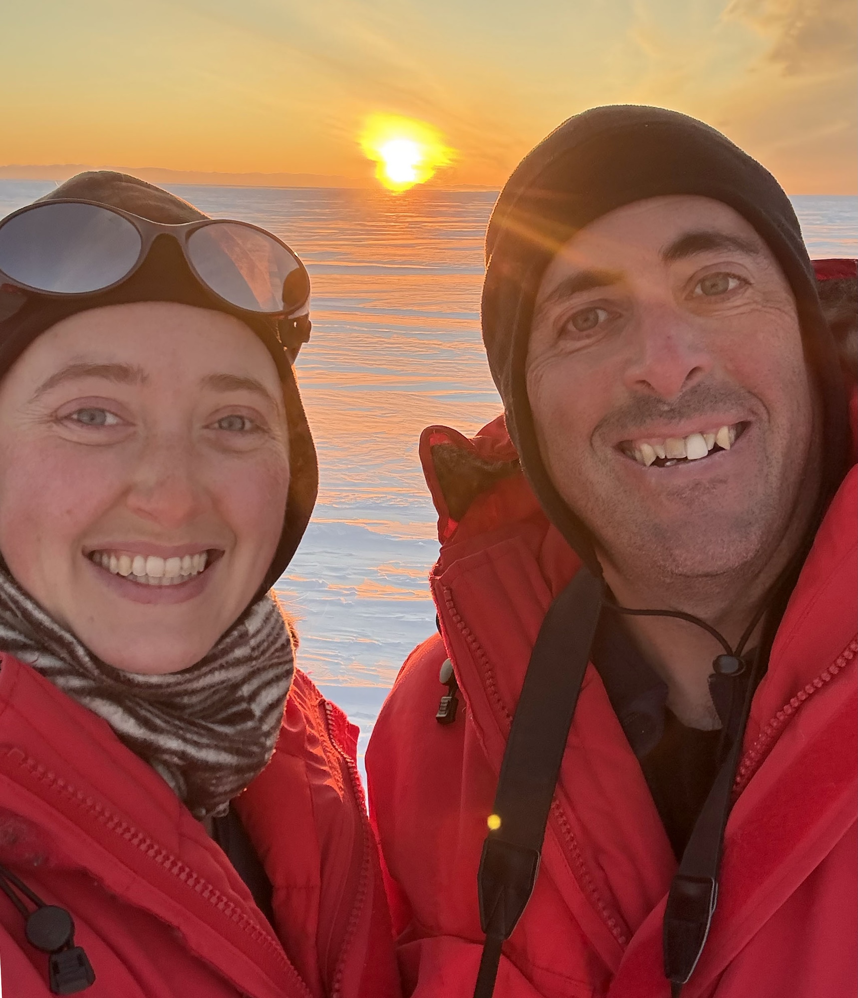 John and Kara during an Antarctic sunset