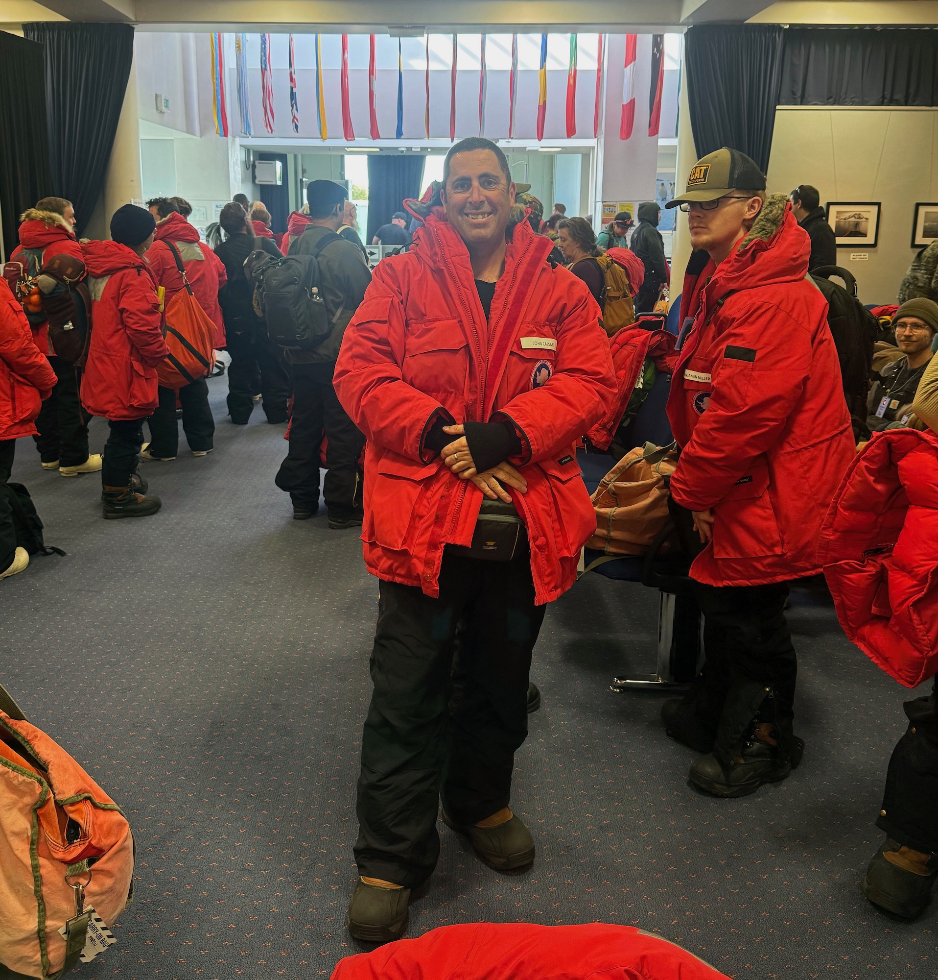 John in cold weather gear before C-17 flight