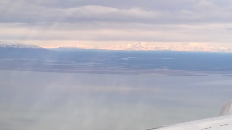NASA DC-8 landing in Anchorage, Alaska for a two hour refuel.