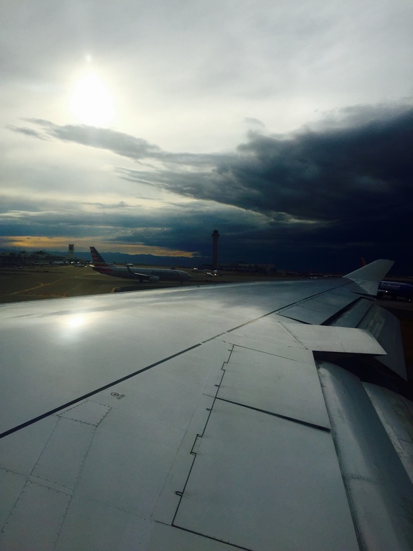 Incoming monsoon thunderstorms on the tarmac at DIA. I love thunderstorms... when I'm not on a plane.