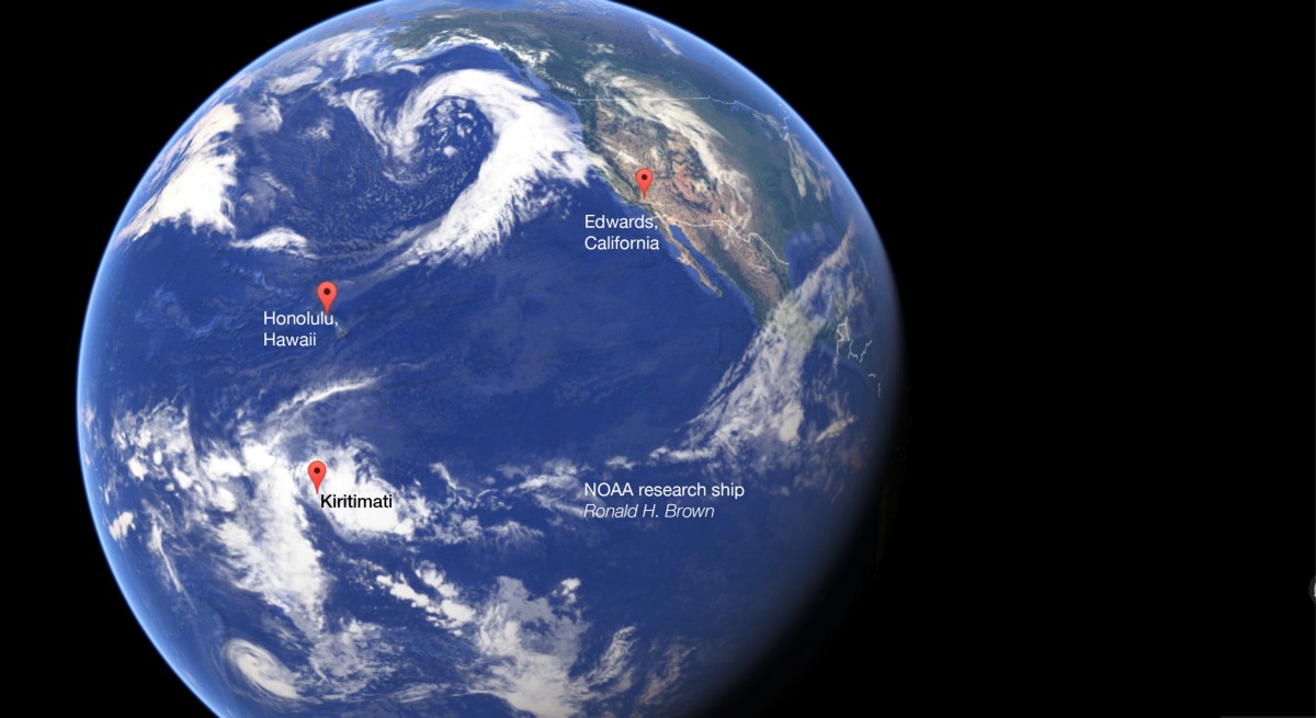 Key sites in NOAA’s El Niño Rapid Response mission. Google Earth. 