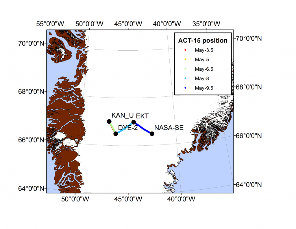 ACT-15 Positions on the Ice Sheet - courtesy of William Colgan