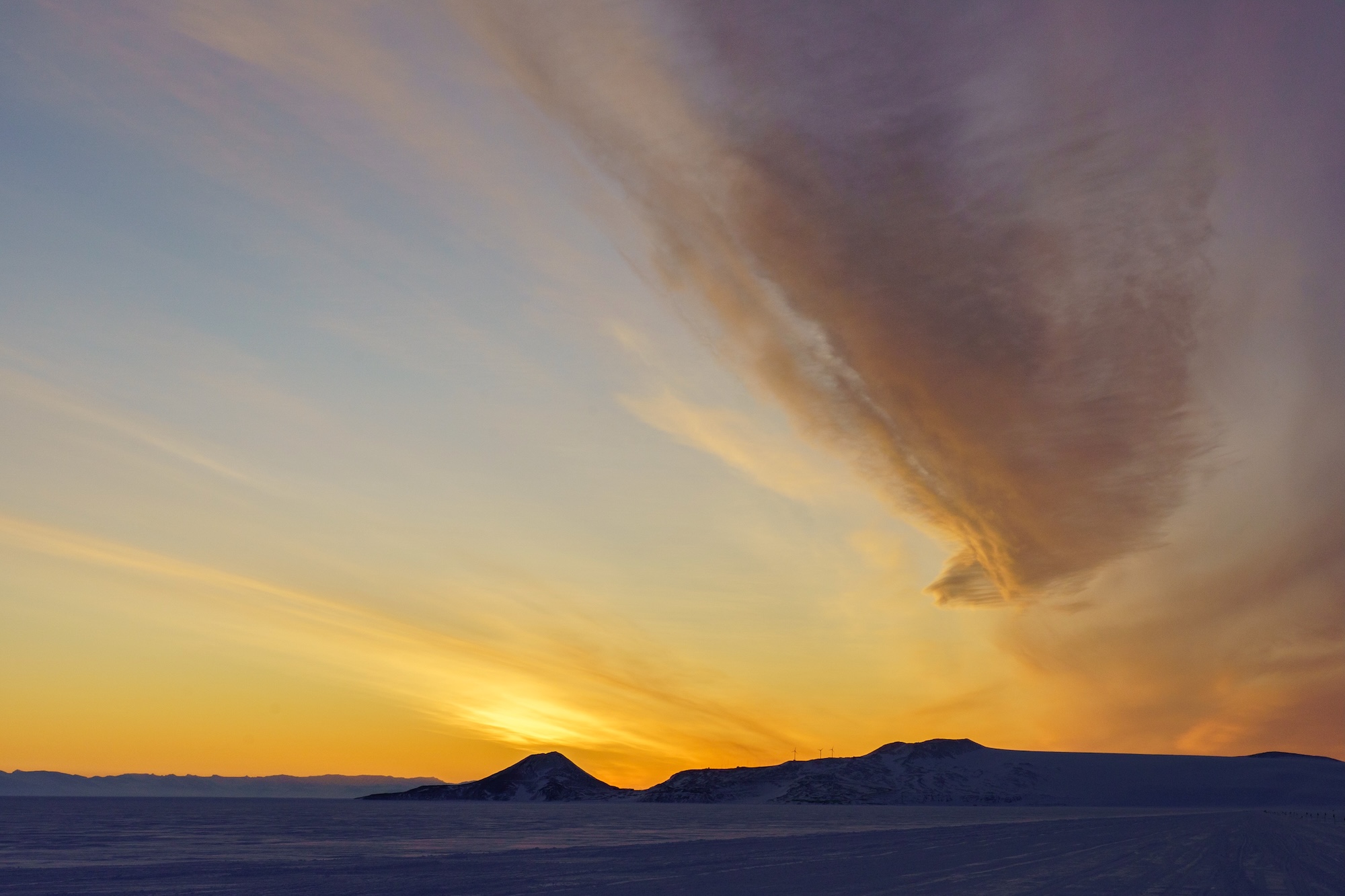 Clouds at sunset over McMurdo Station